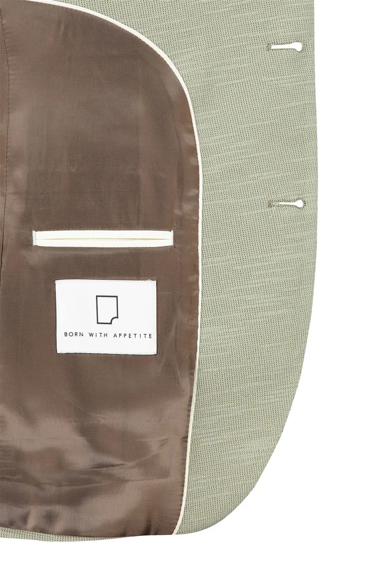 Born With Appetite colbert groen katoen slim fit