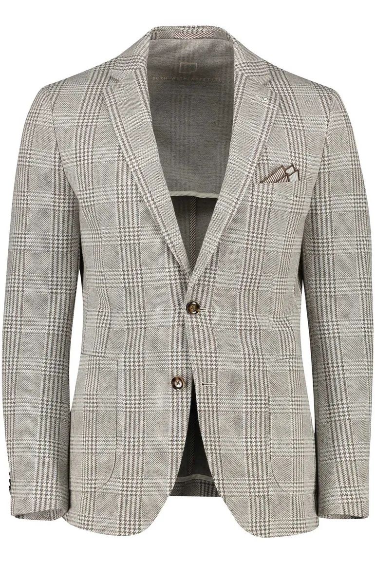 Born with appetite colbert bruin geruit slim fit