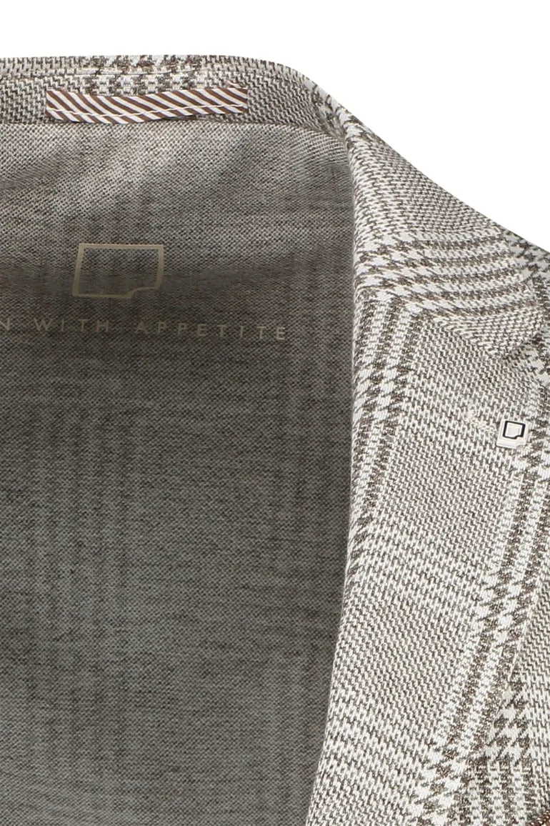 Born with appetite colbert bruin geruit slim fit