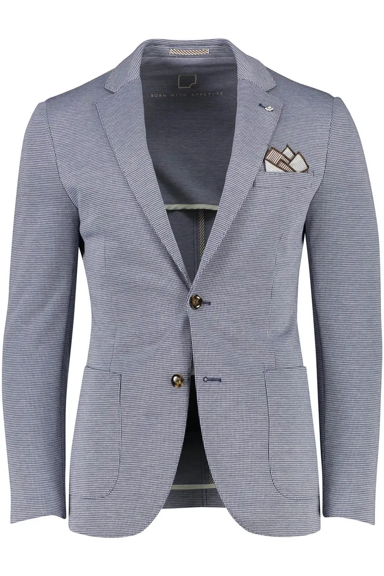 blauw geruit Born With Appetite colbert slim fit