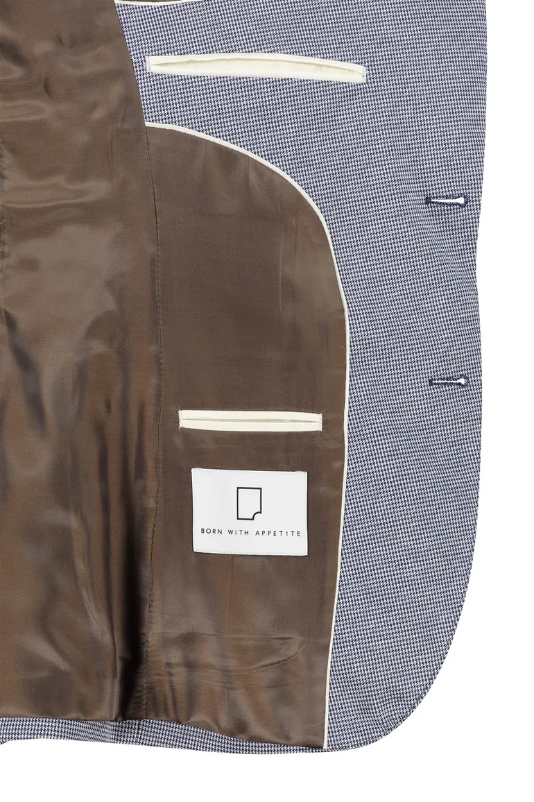 blauw geruit Born With Appetite colbert slim fit