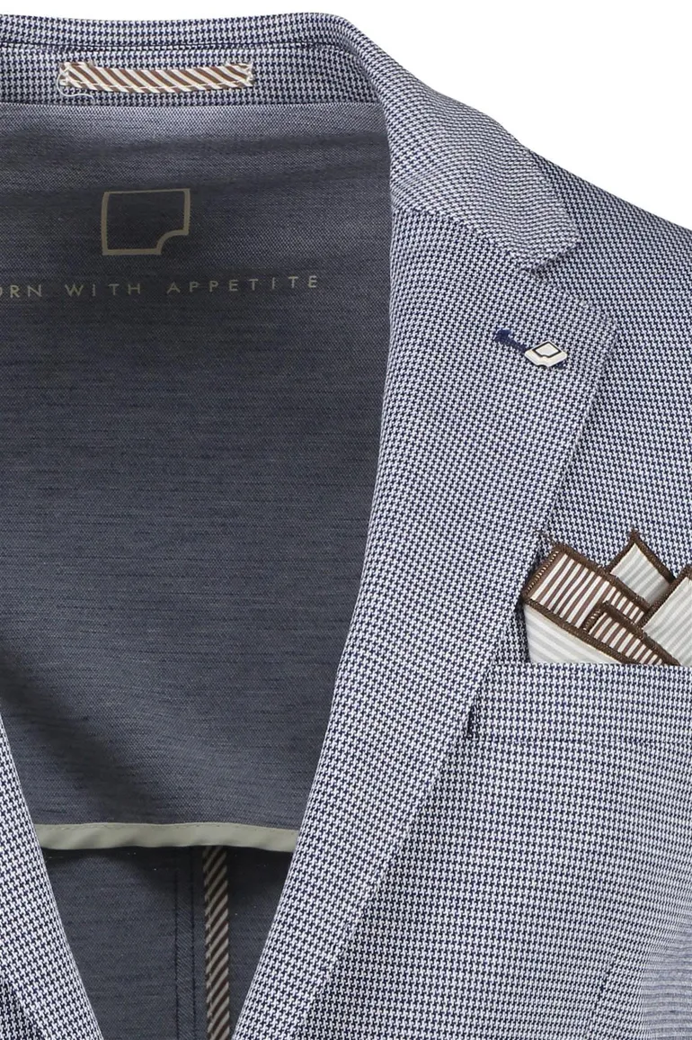blauw geruit Born With Appetite colbert slim fit