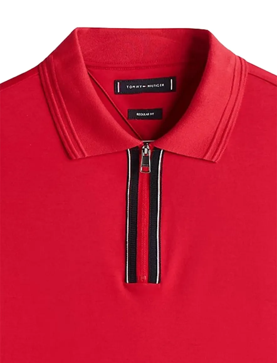 Tommy Hilfiger polo rood met rits effen