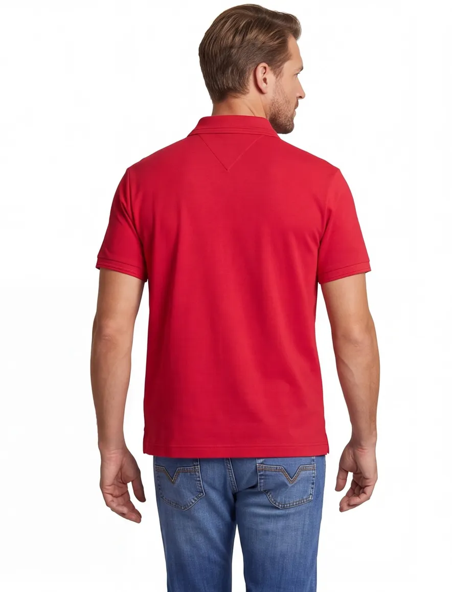 Tommy Hilfiger polo rood met rits effen