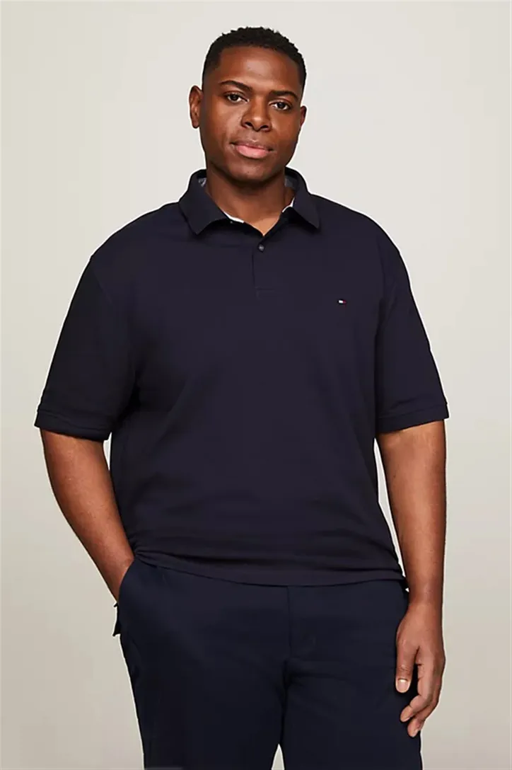 katoenen Tommy Hilfiger polo Big & Tall donkerblauw