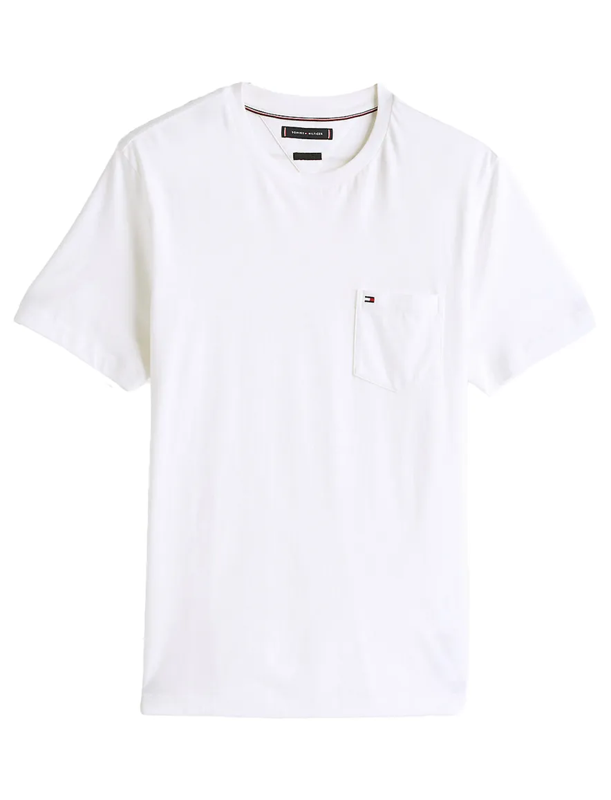 Tommy Hilfiger T-shirt wit borstzak effen
