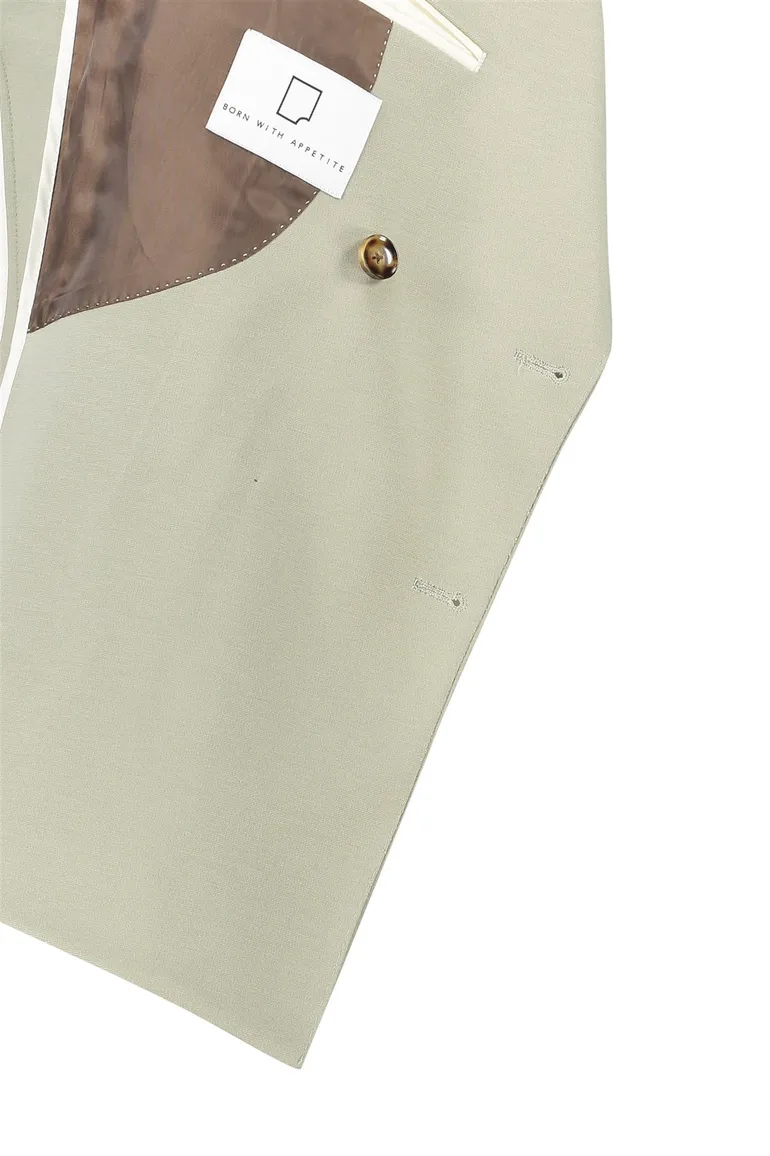 Groen Born With Appetite colbert slim fit dubbele knoop
