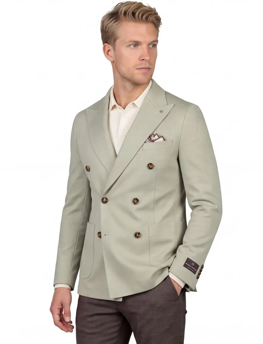 Groen Born With Appetite colbert slim fit dubbele knoop