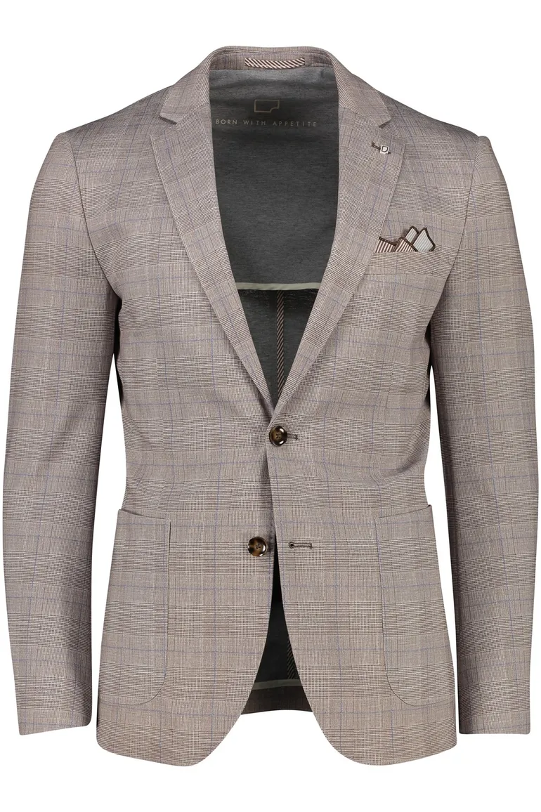 Born With Appetite bruin geruit colbert slim fit borstzak