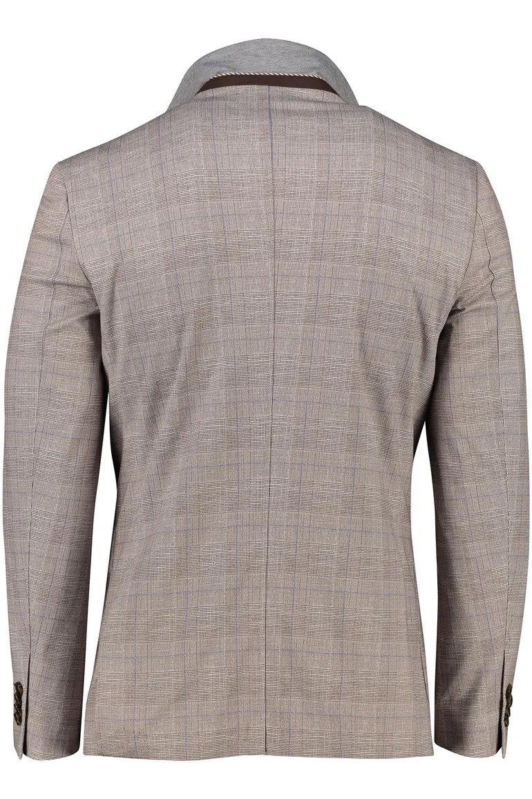 Born With Appetite bruin geruit colbert slim fit borstzak