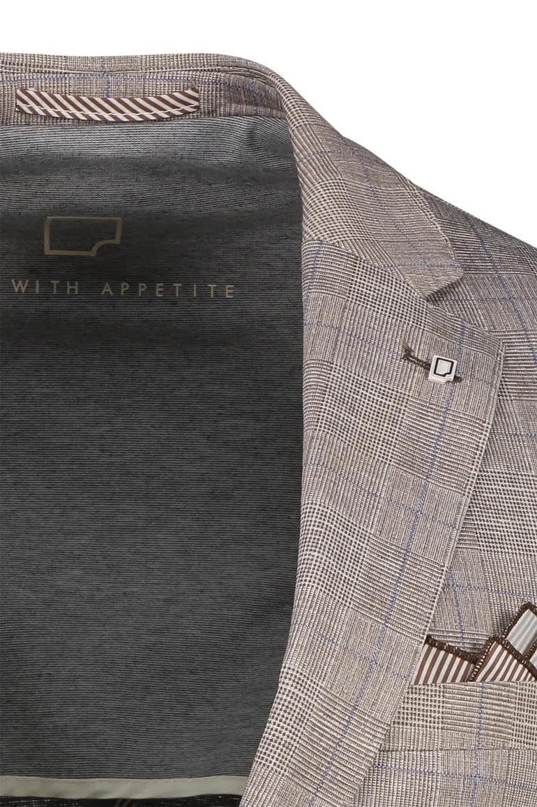 Born With Appetite bruin geruit colbert slim fit borstzak