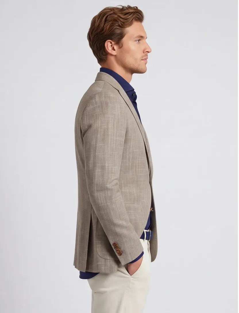 Bruin gemêleerd Portofino Leek jacket drop colbert normale fit