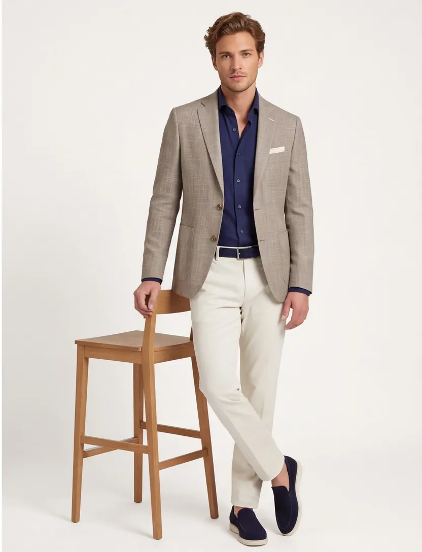 Bruin gemêleerd Portofino Leek jacket drop colbert normale fit