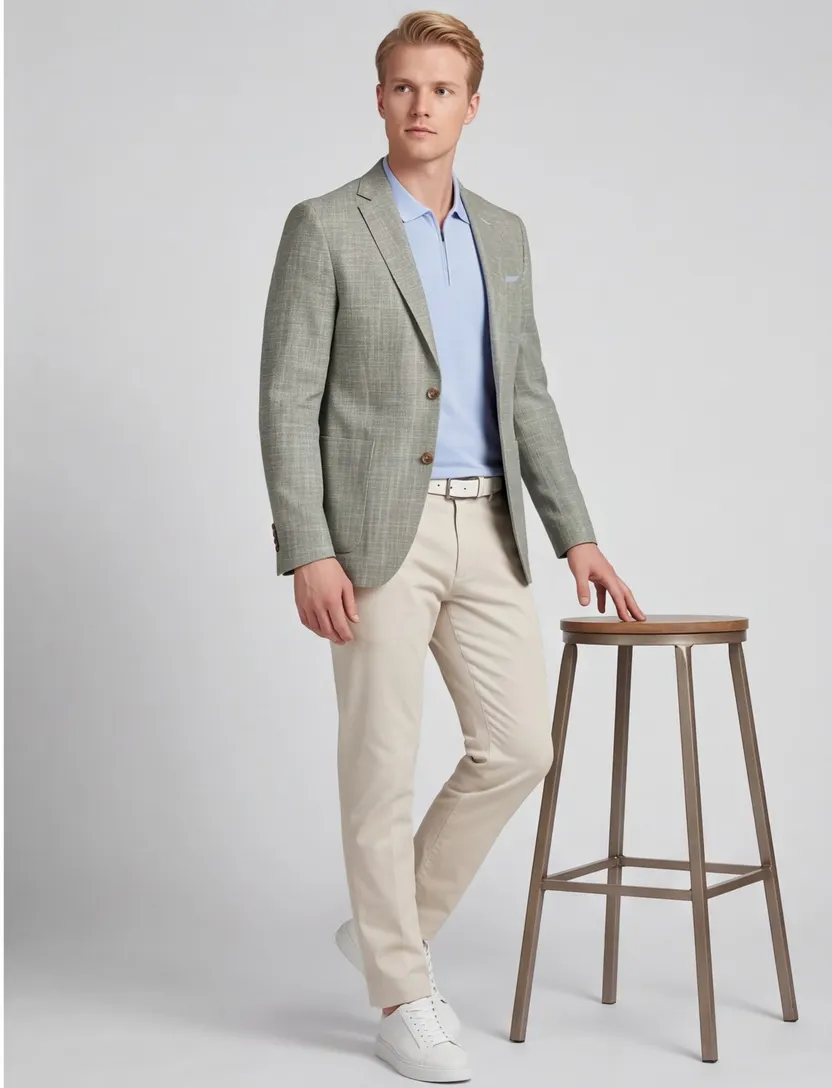 Portofino colbert groen gemêleerd normale fit viscose