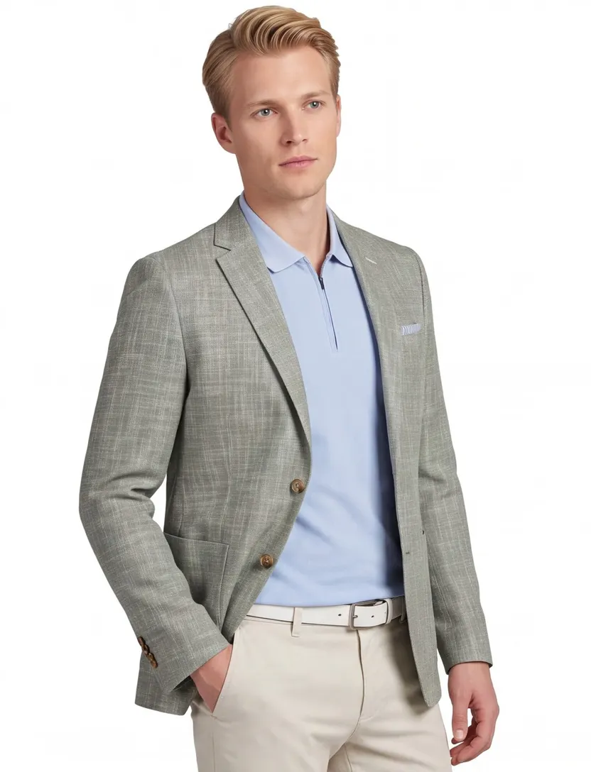 Portofino colbert groen gemêleerd normale fit viscose