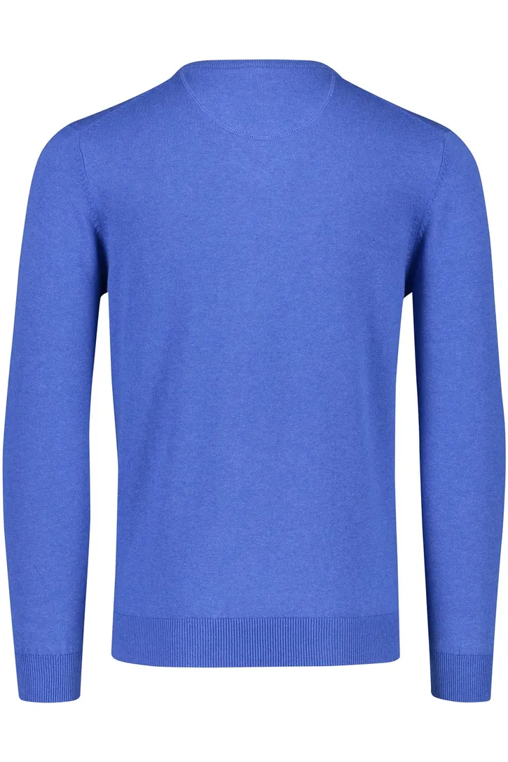 katoenen Portofino trui v-hals effen blauw