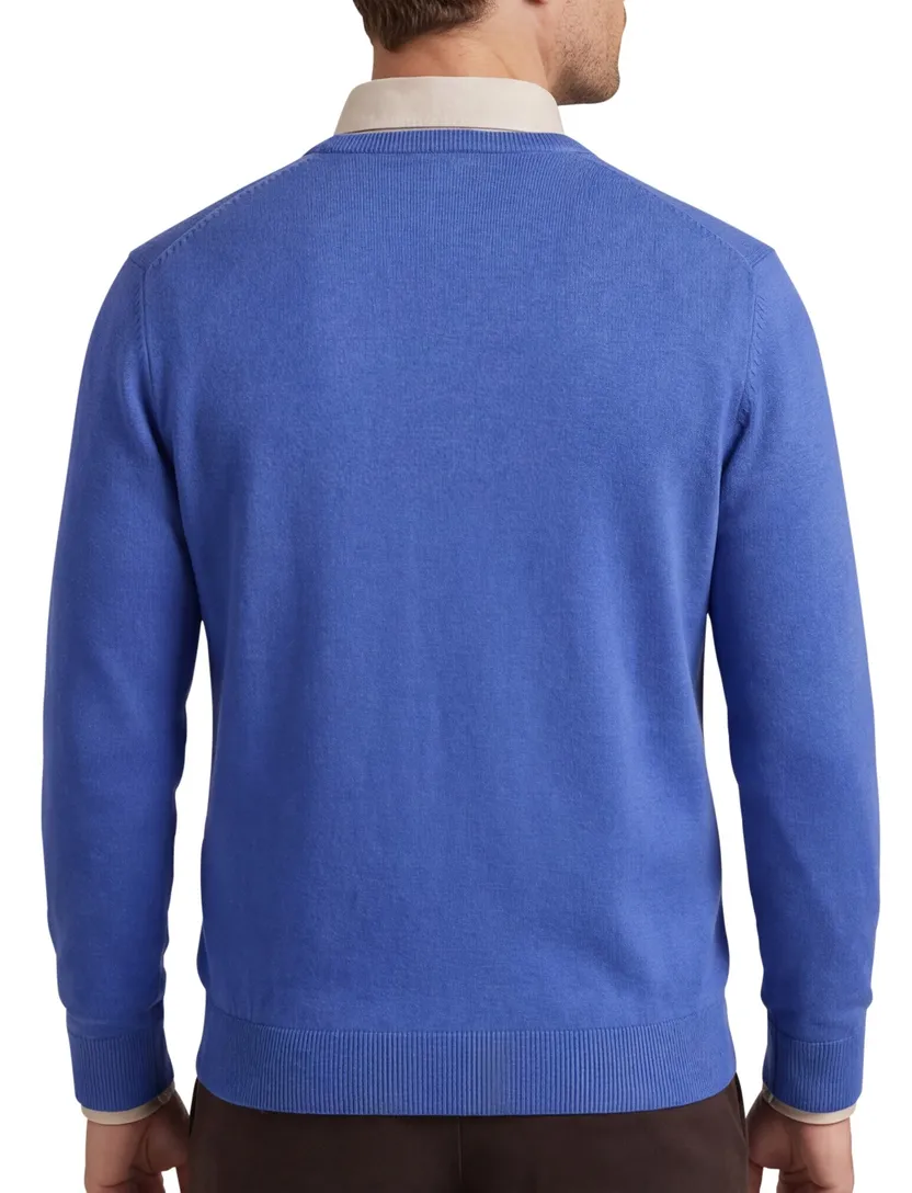 katoenen Portofino trui v-hals effen blauw