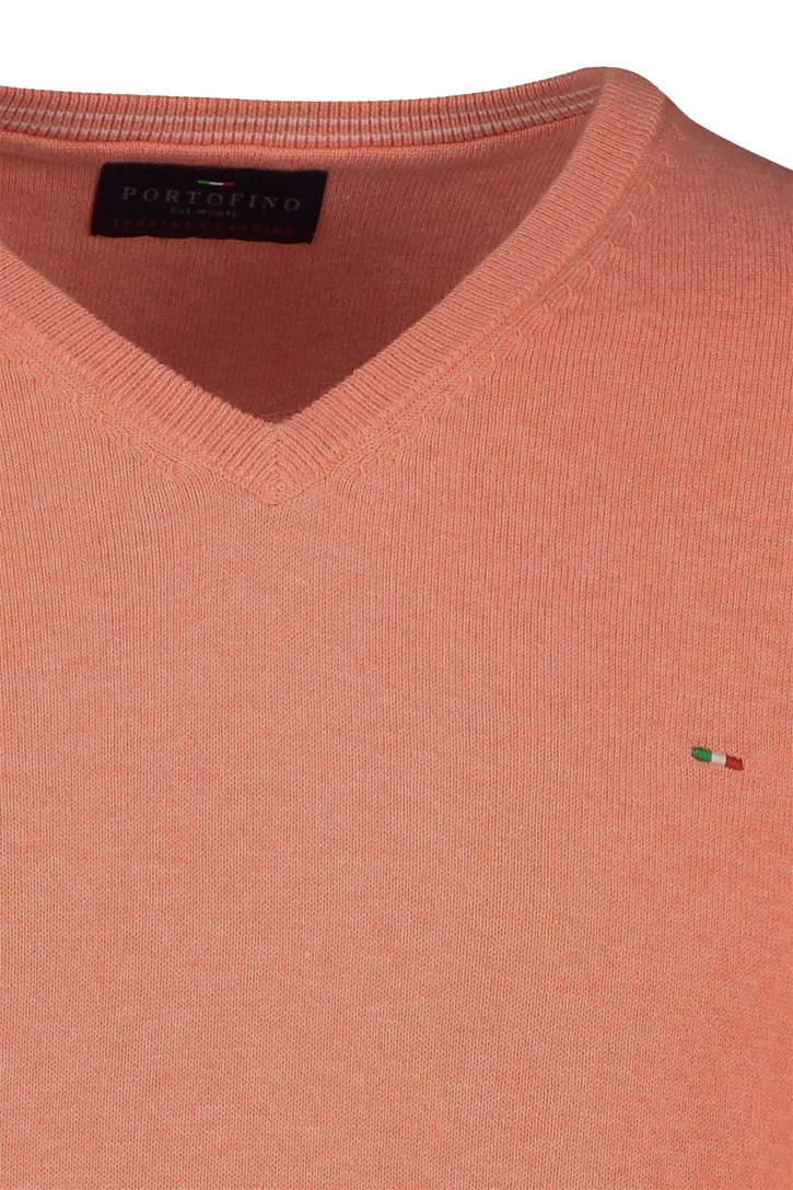 katoenen Portofino trui v-hals effen oranje