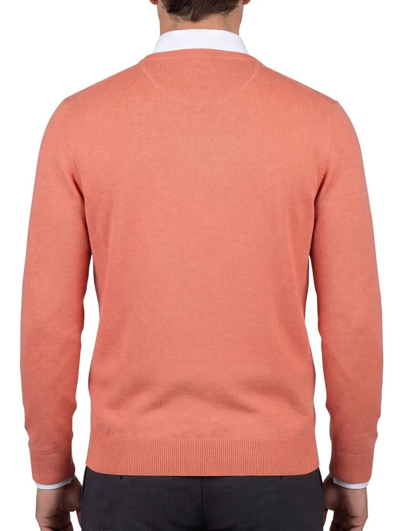 katoenen Portofino trui v-hals effen oranje