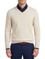 Portofino trui v-hals effen beige katoen