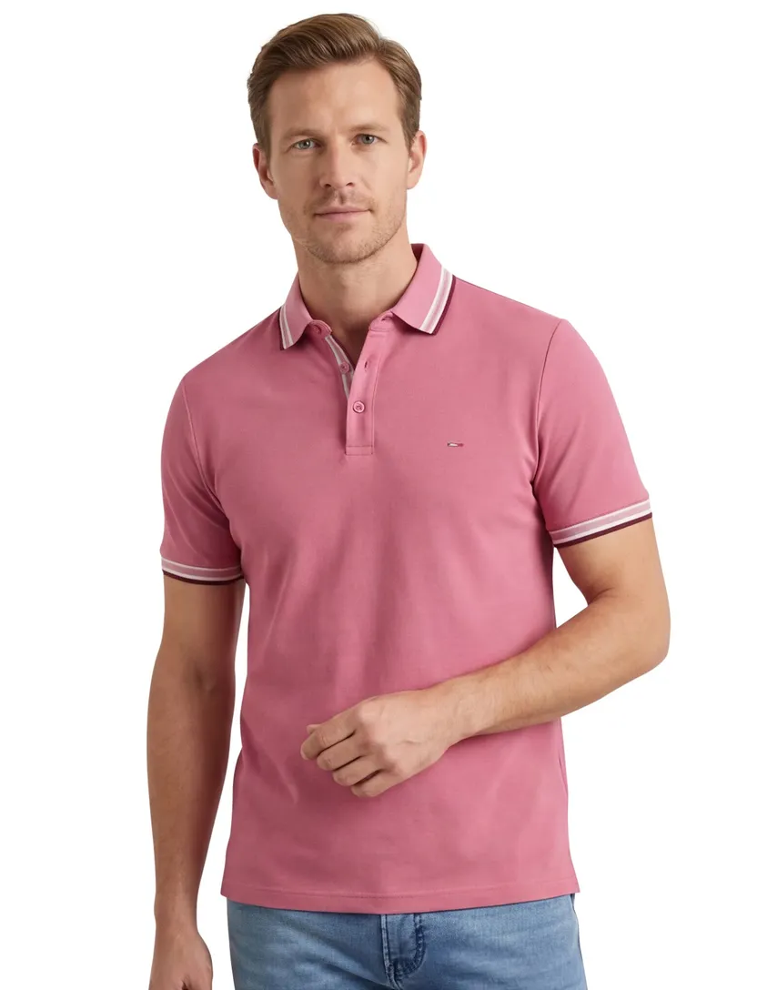 Portofino polo normale fit roze effen roze knopen