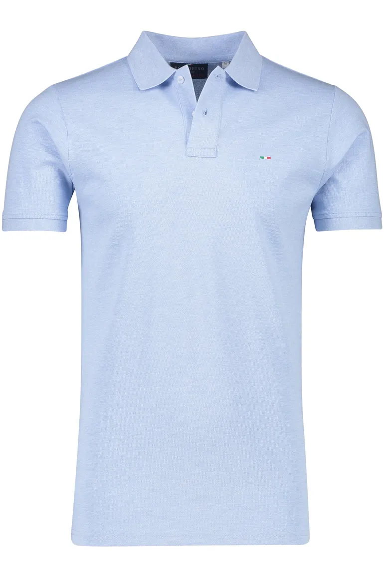 Portofino polo normale fit lichtblauw gemêleerd 2 knoops