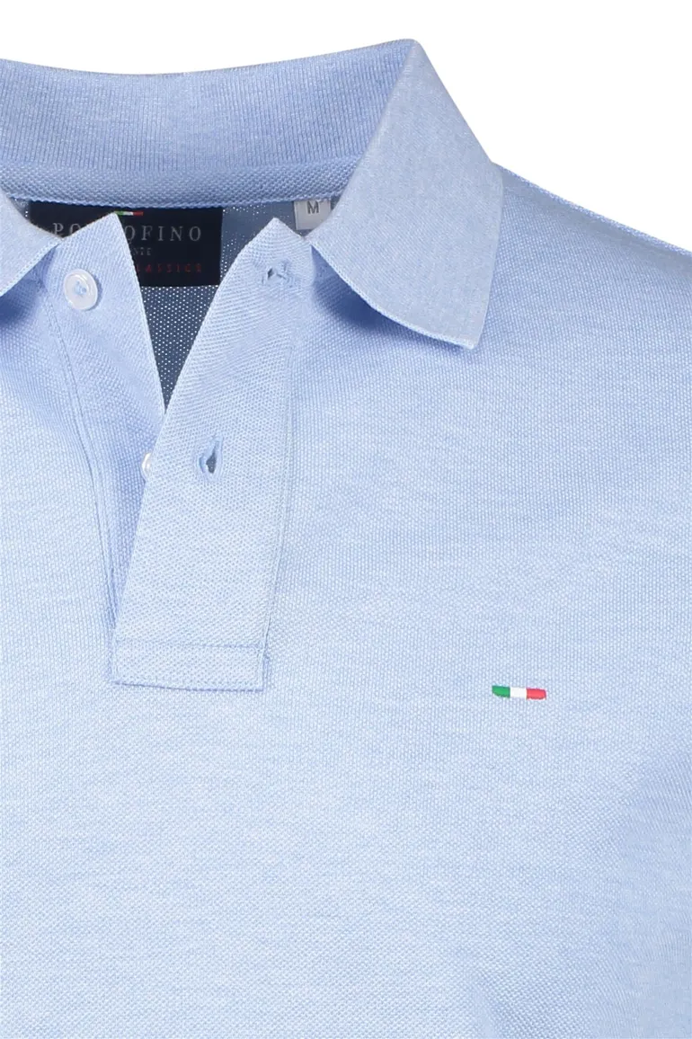 Portofino polo normale fit lichtblauw gemêleerd 2 knoops