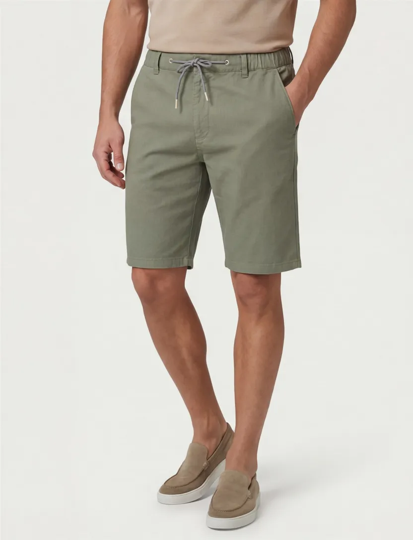 Korte broek olijfgroen Portofino elastische band katoen