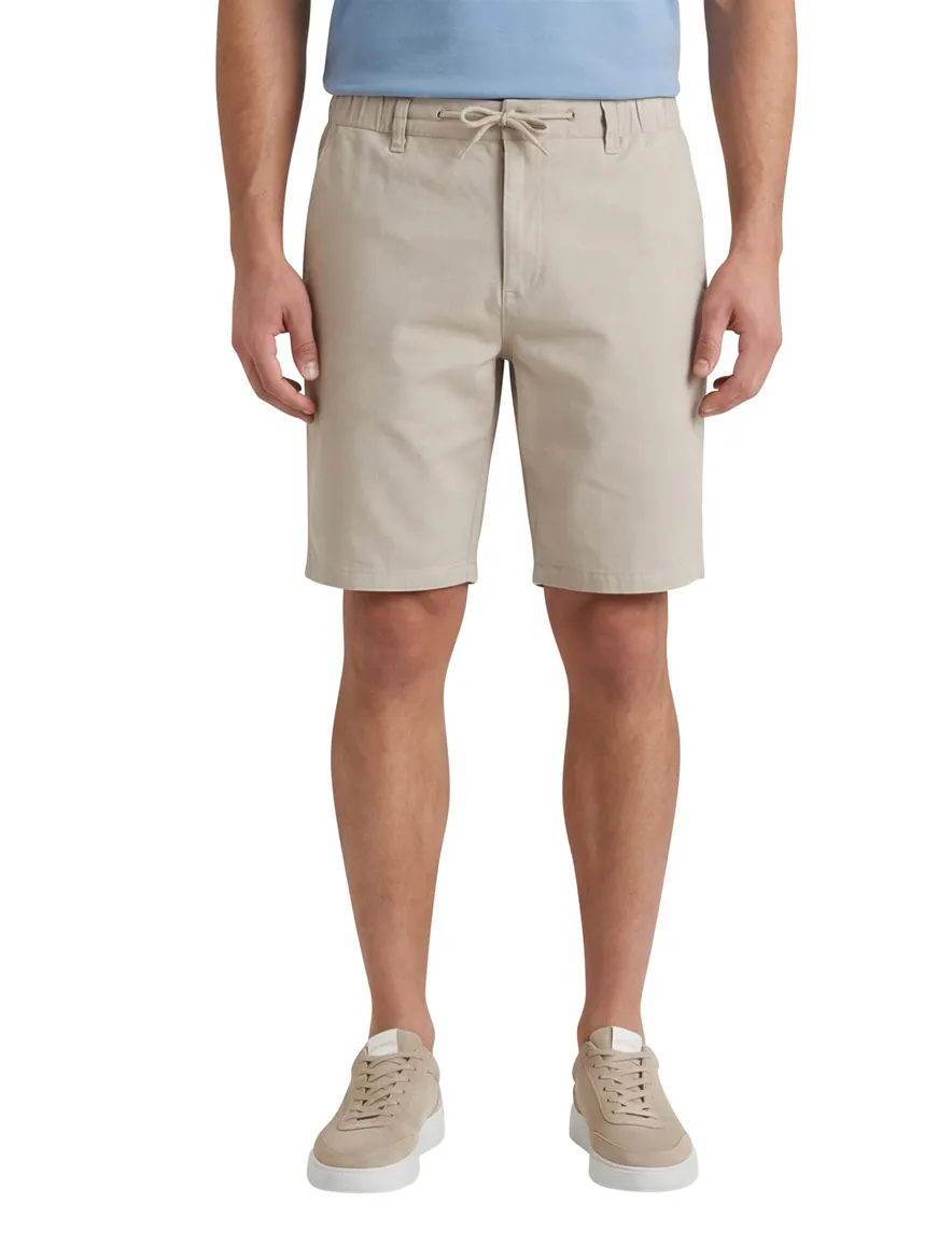 Beige Portofino katoenen elastische band korte broek
