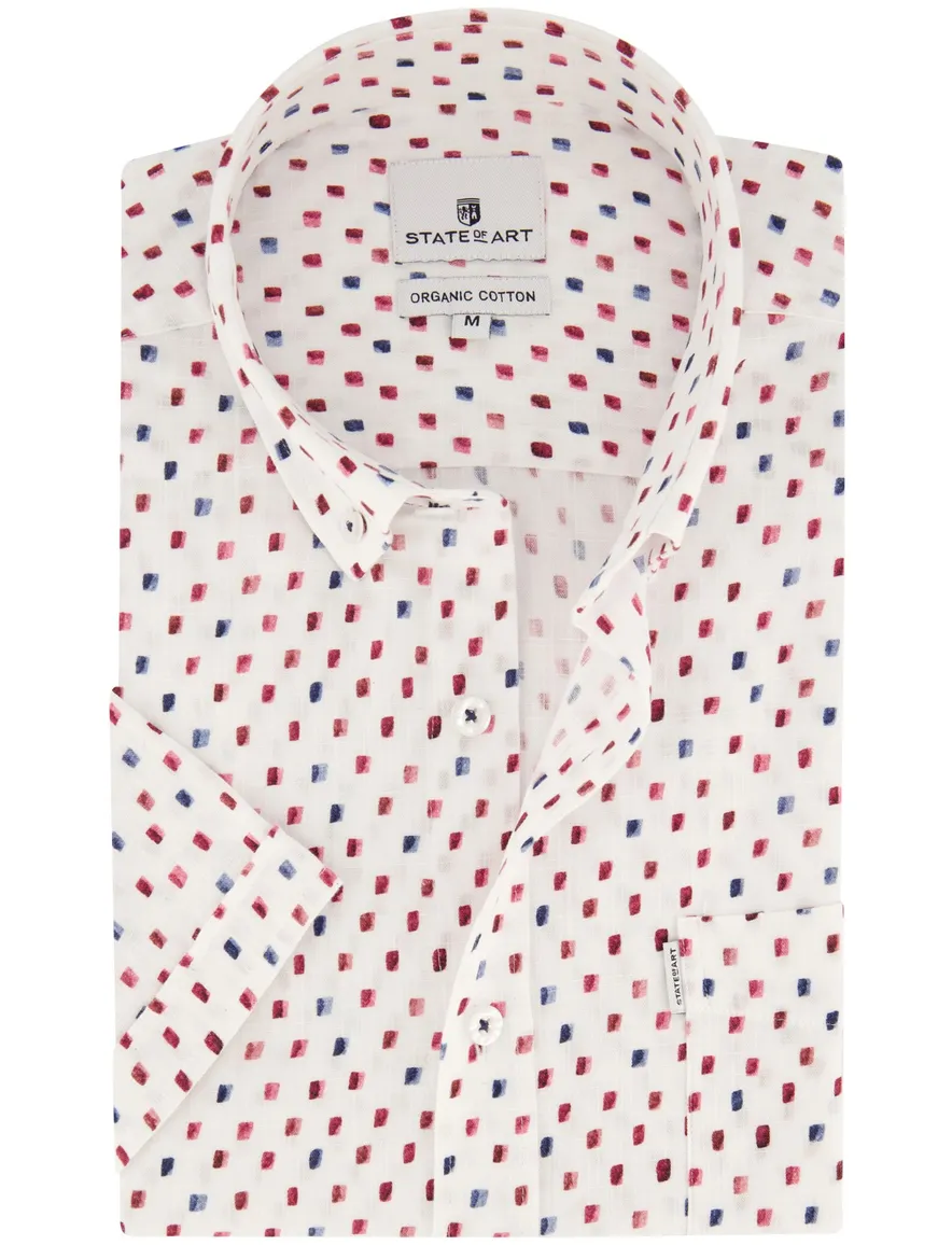 State of Art Shirt korte mouw overhemd wit geprint