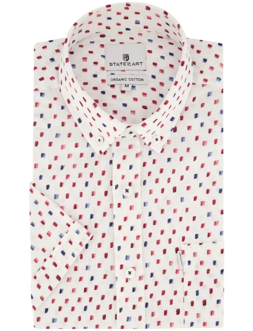State of Art Shirt korte mouw overhemd wit geprint