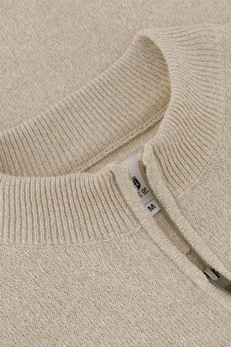 Beige State of Art vest rits effen katoen