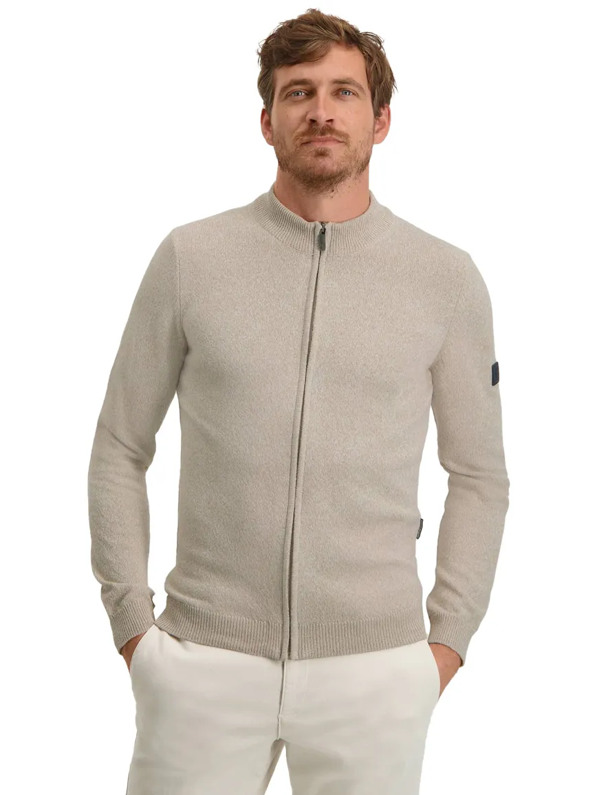 Beige State of Art vest rits effen katoen