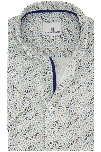 State of Art State of Art overhemd korte mouw blauw geprint