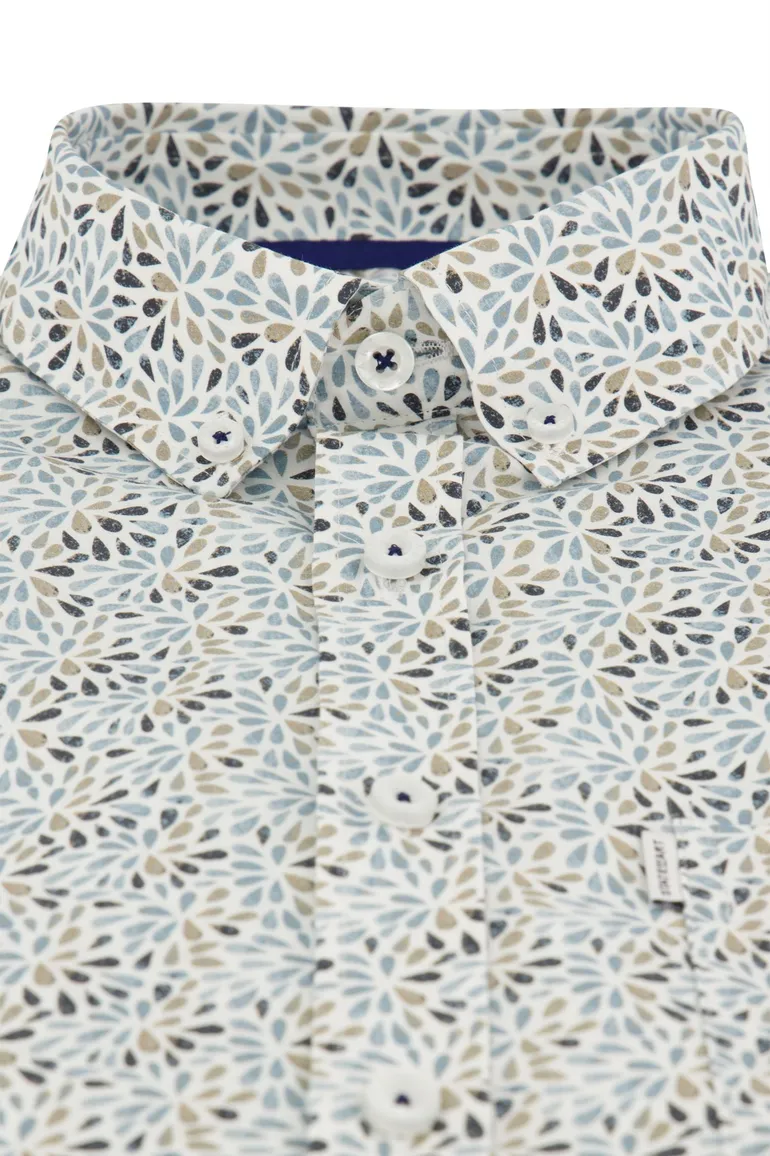 State of Art overhemd korte mouw blauw geprint
