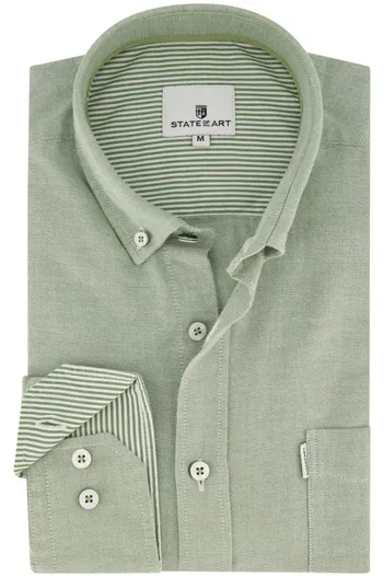 State of Art State of Art overhemd effen groen button-down