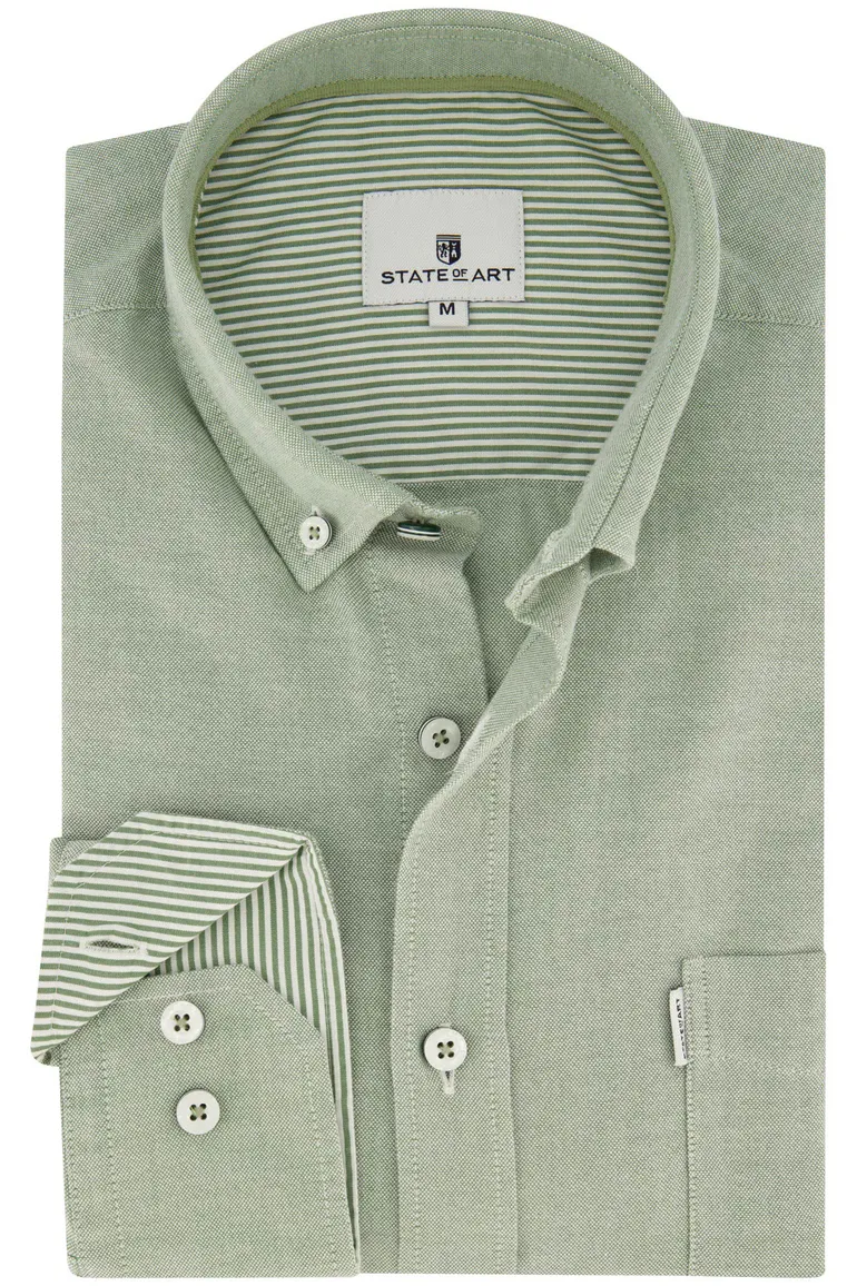 State of Art overhemd effen groen button-down