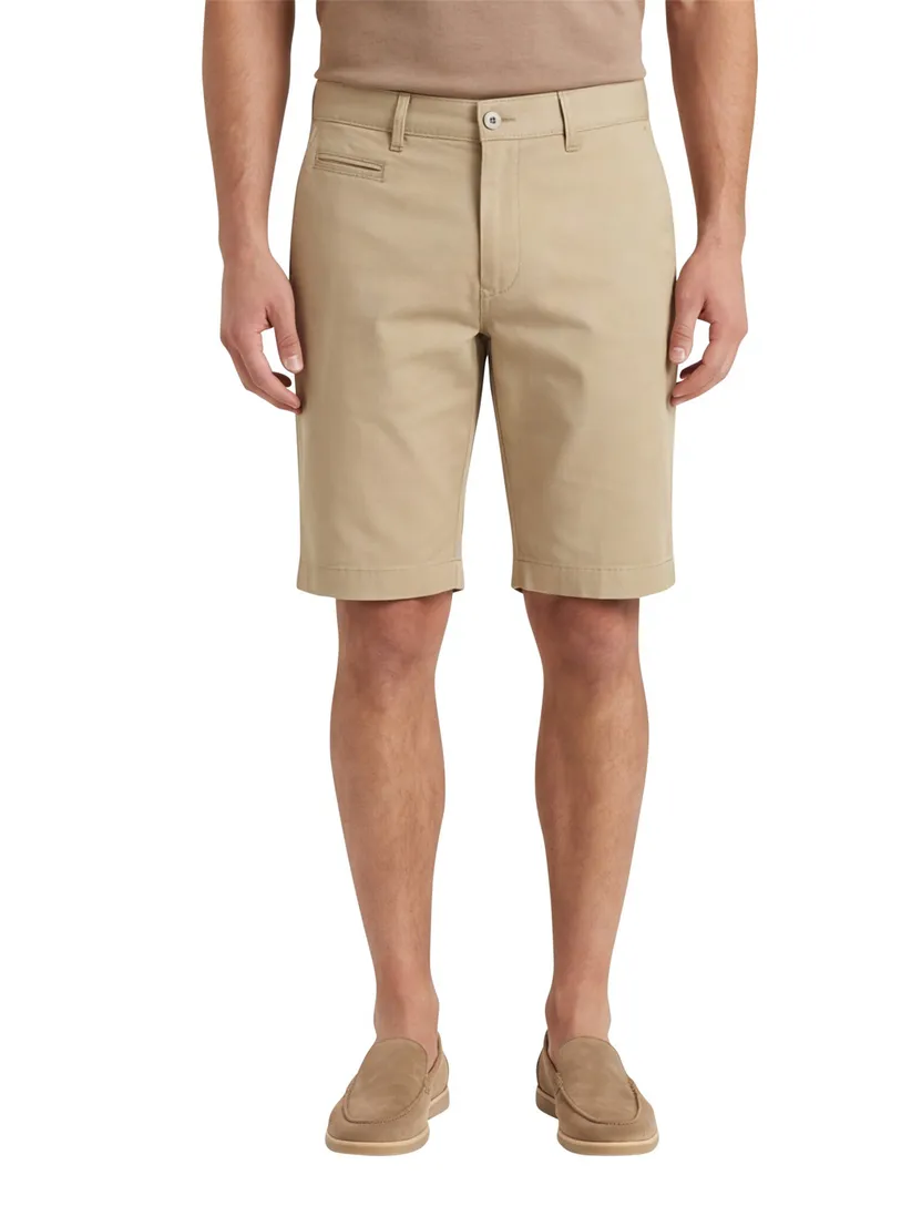 Pierre Cardin Bermuda effen beige Lyon katoen
