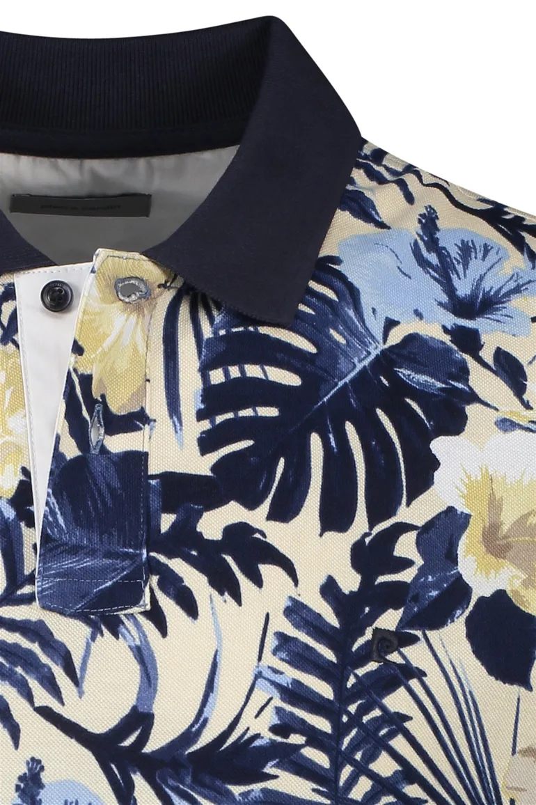 Pierre Cardin polo normale fit donkerblauw geprint