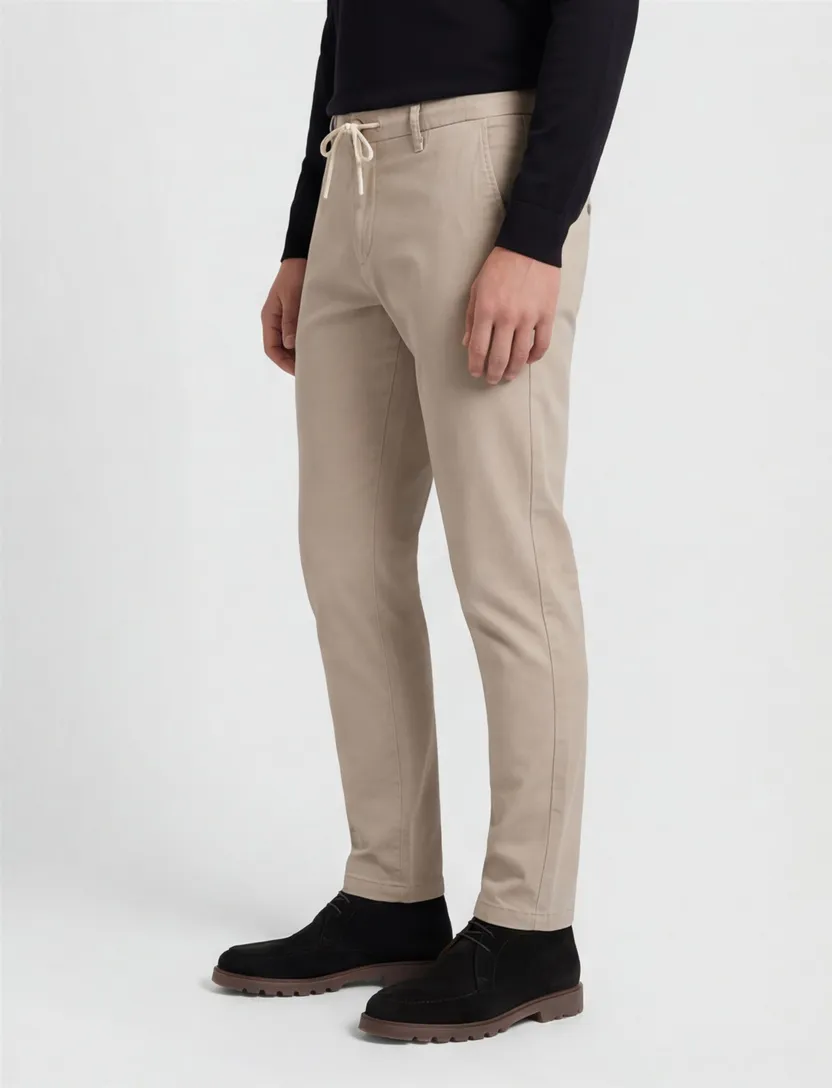 Alberto katoenen chino slim fit beige effen