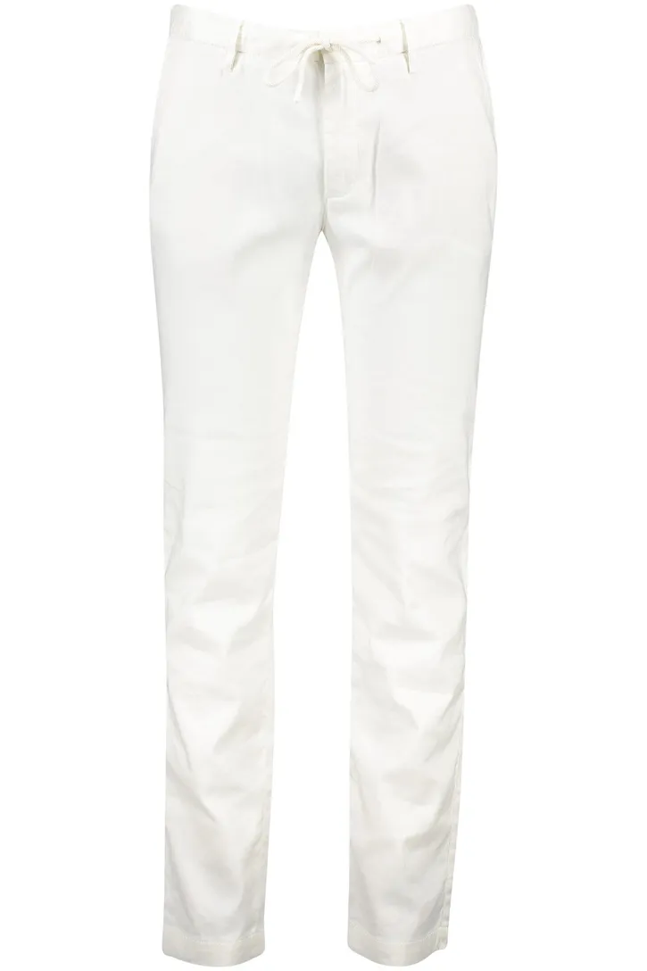 katoenen Alberto slim fit chino linnenmix wit