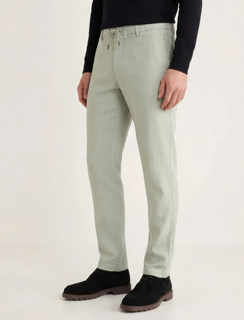 Katoenen Alberto slim fit Performance chino groen