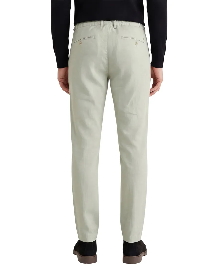 Katoenen Alberto slim fit Performance chino groen