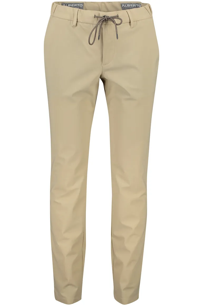 Alberto chino met elastische band beige mover slim fit