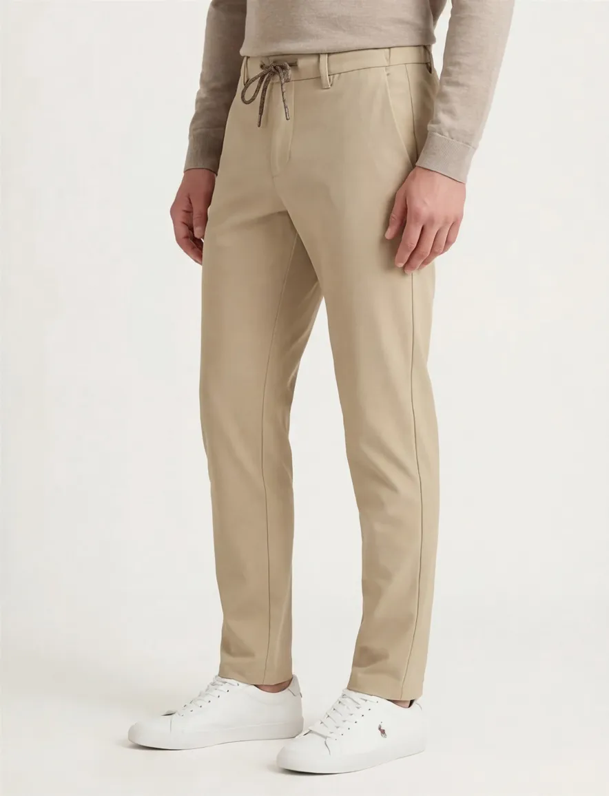Alberto chino met elastische band beige mover slim fit