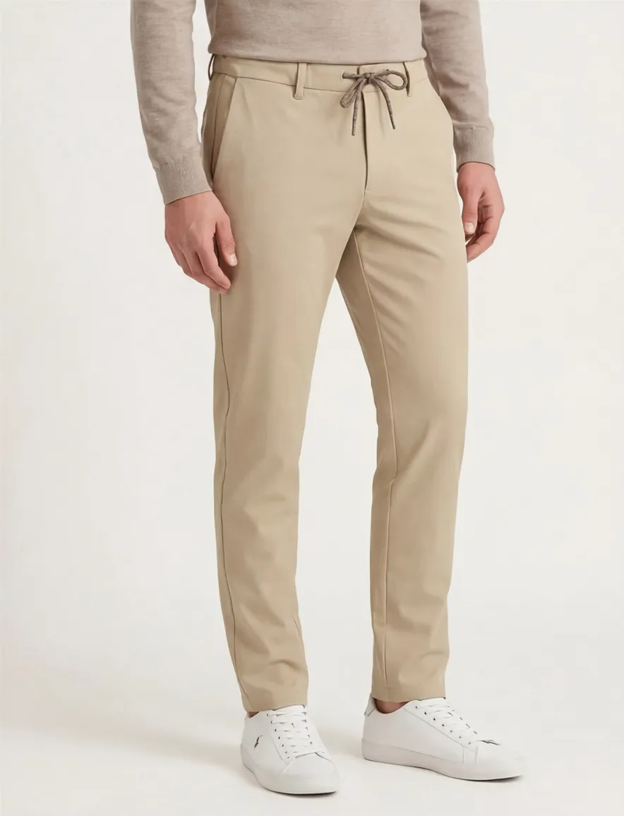Alberto chino met elastische band beige mover slim fit