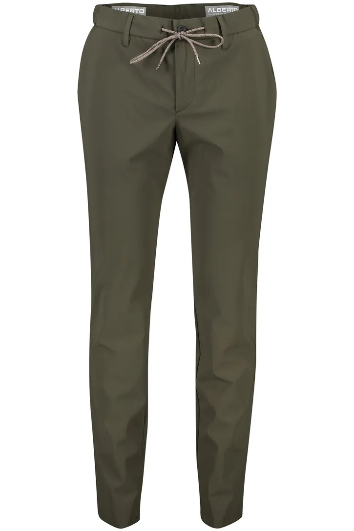 Alberto pantalon donkergroen mover slim fit chino elastische band