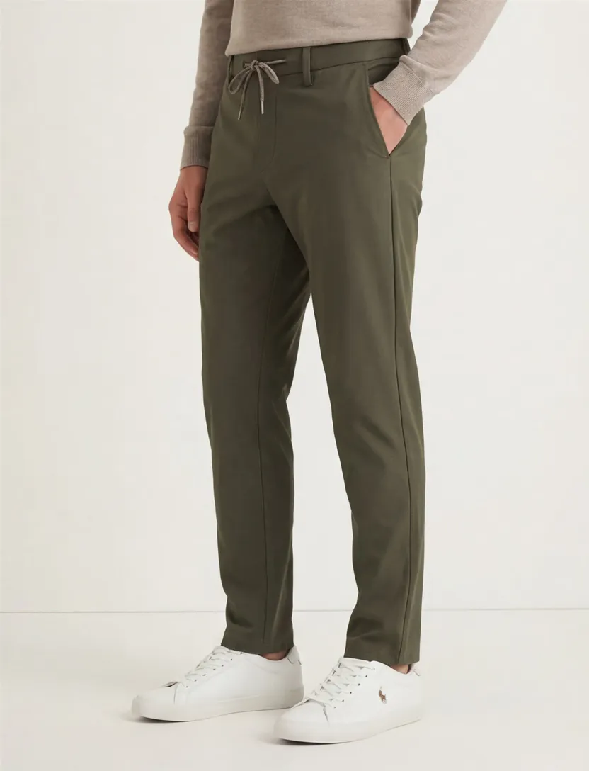 Alberto pantalon donkergroen mover slim fit chino elastische band