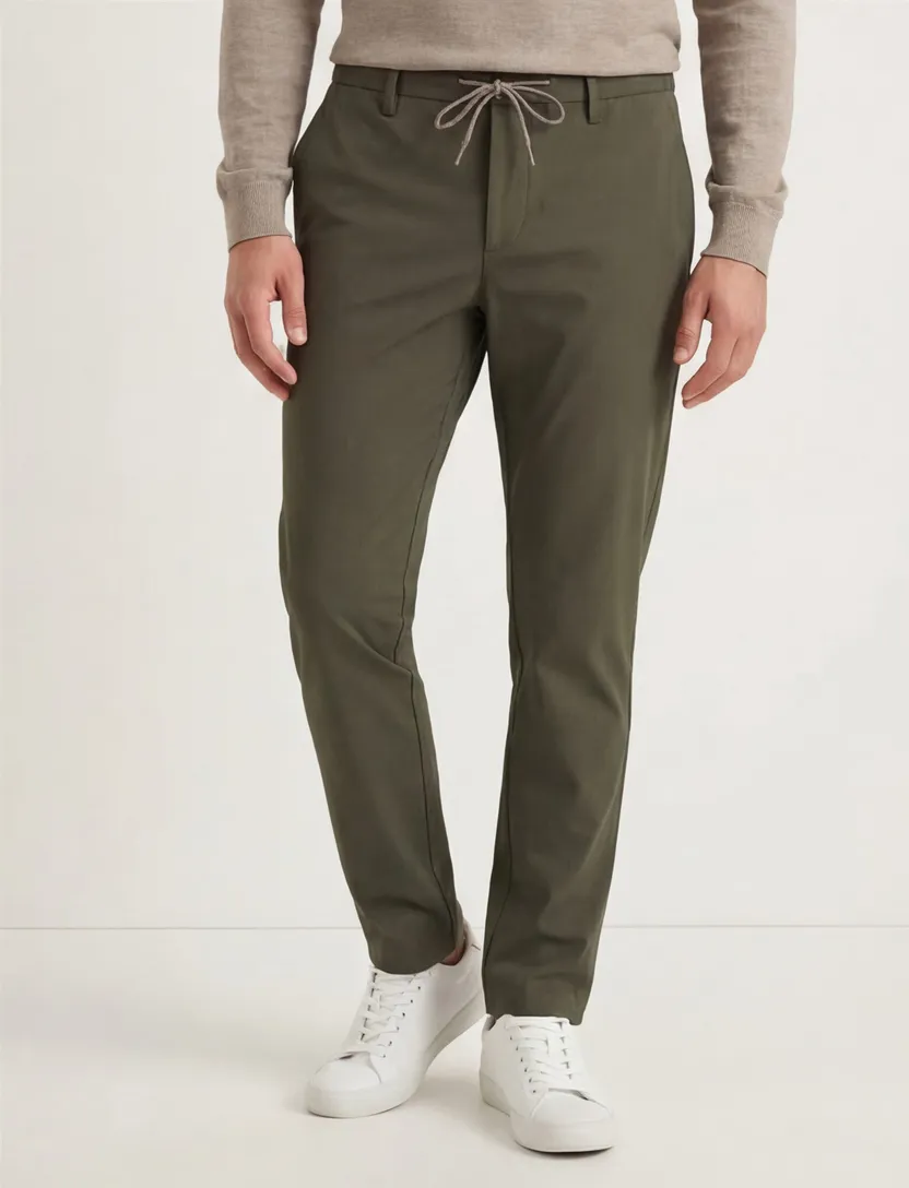 Alberto pantalon donkergroen mover slim fit chino elastische band
