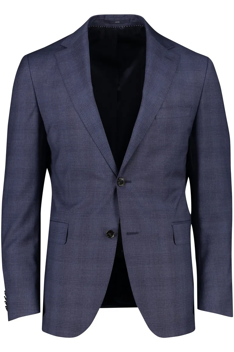 Dressler donkerblauw geruit colbert shaped fit